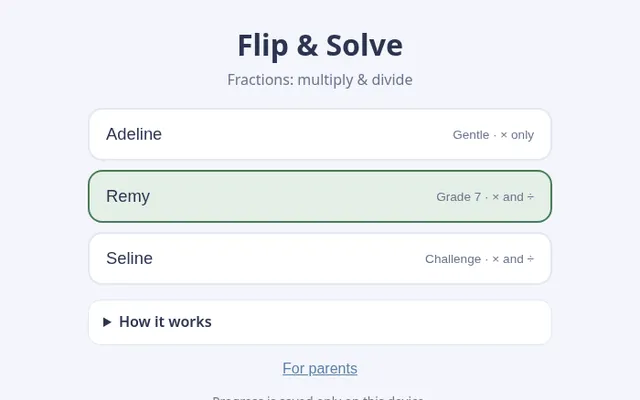 Screenshot of Flip & Solve