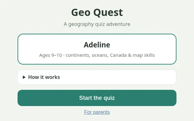 Screenshot of Geo Quest: Adeline
