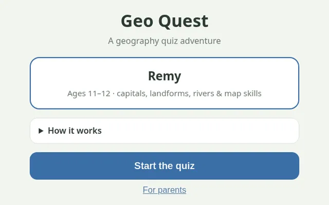 Screenshot of Geo Quest: Remy