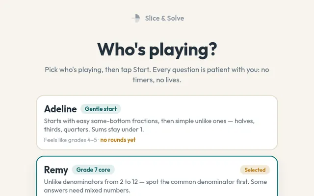 Screenshot of Slice & Solve